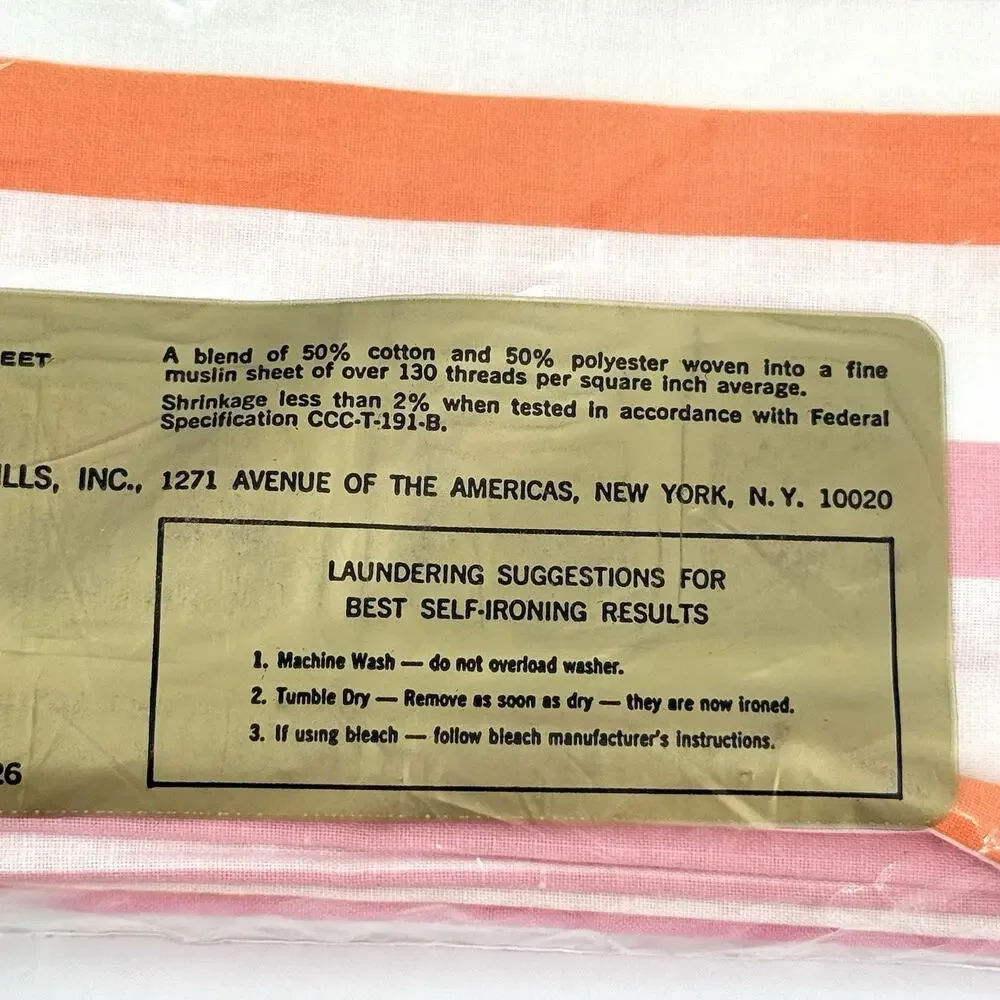 Vintage Cannon Monticello Pillowcases Pink Orange Stripe NOS 2 USA Standard 70s